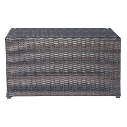 Rectangular dark brown woven rattan outdoor coffee table for patio on Tampa Home & Garden Store