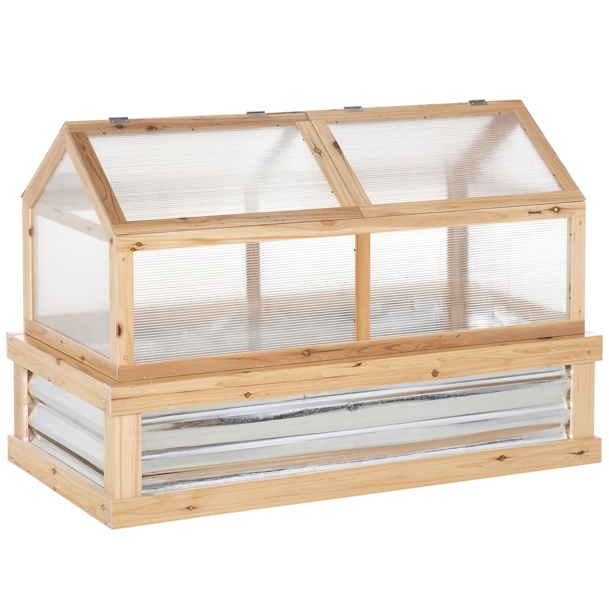 Outsunny raised wooden garden greenhouse with polycarbonate panels, natural finish, 48x24x32 in on Tampa Home & Garden Store