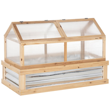 Outsunny raised wooden garden greenhouse with polycarbonate panels, natural finish, 48x24x32 in on Tampa Home & Garden Store