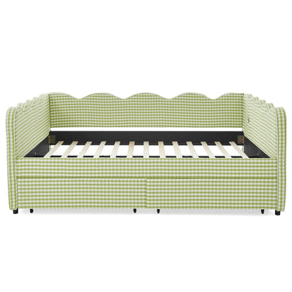 Gingham Daybed With USB Port and Wave Design