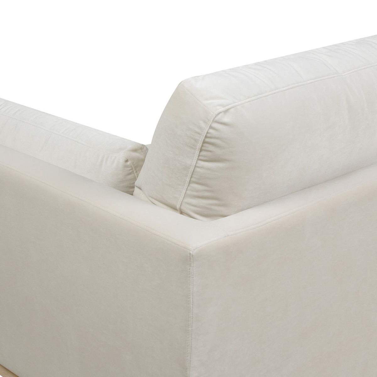 Knox Modern Farmhouse reversible chaise sectional sofa cream fabric upholstery close-up corner on Tampa Home & Garden Store