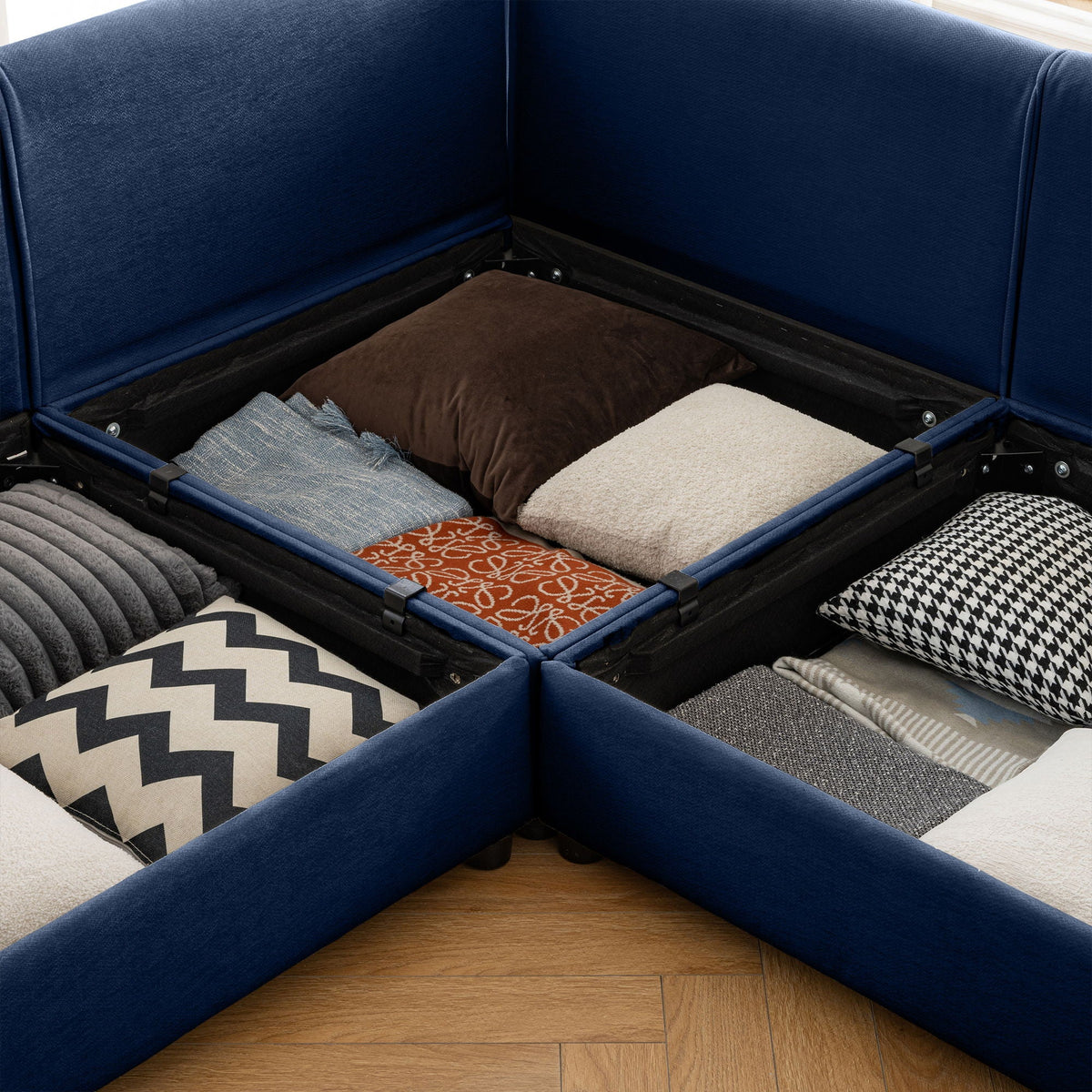 Modern Sofa with Storage and Cylindrical Backrest