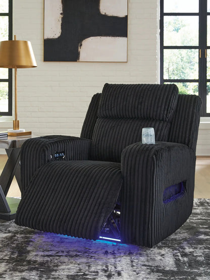 Forest Lake black corduroy recliner with adjustable headrest by Unique Piece Furniture on Tampa Home & Garden Store