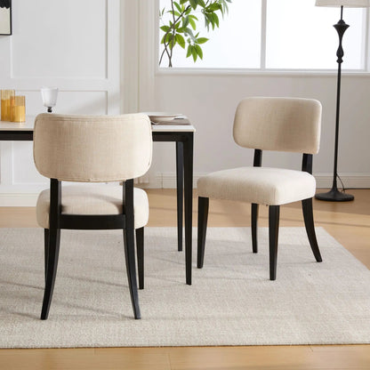 Cream Upholstery Kitchen Dining Chairs Set of Two
