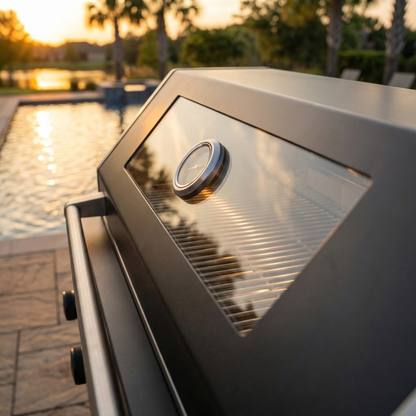 65.4-Inch Deluxe Stainless Steel Propane Outdoor Grill by HouseOfZazla built-in thermometer on Tampa Home & Garden Store