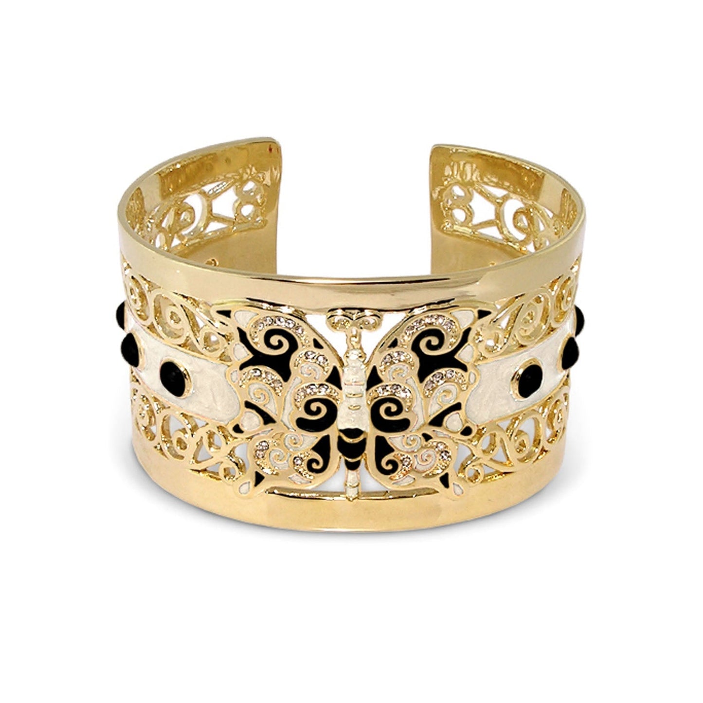 Butterfly Cuff Bracelet gold tone with intricate filigree and crystal accents by Lauren G Adams on Tampa Home & Garden Store