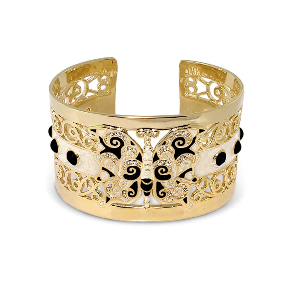 Butterfly Cuff Bracelet gold tone with intricate filigree and crystal accents by Lauren G Adams on Tampa Home & Garden Store