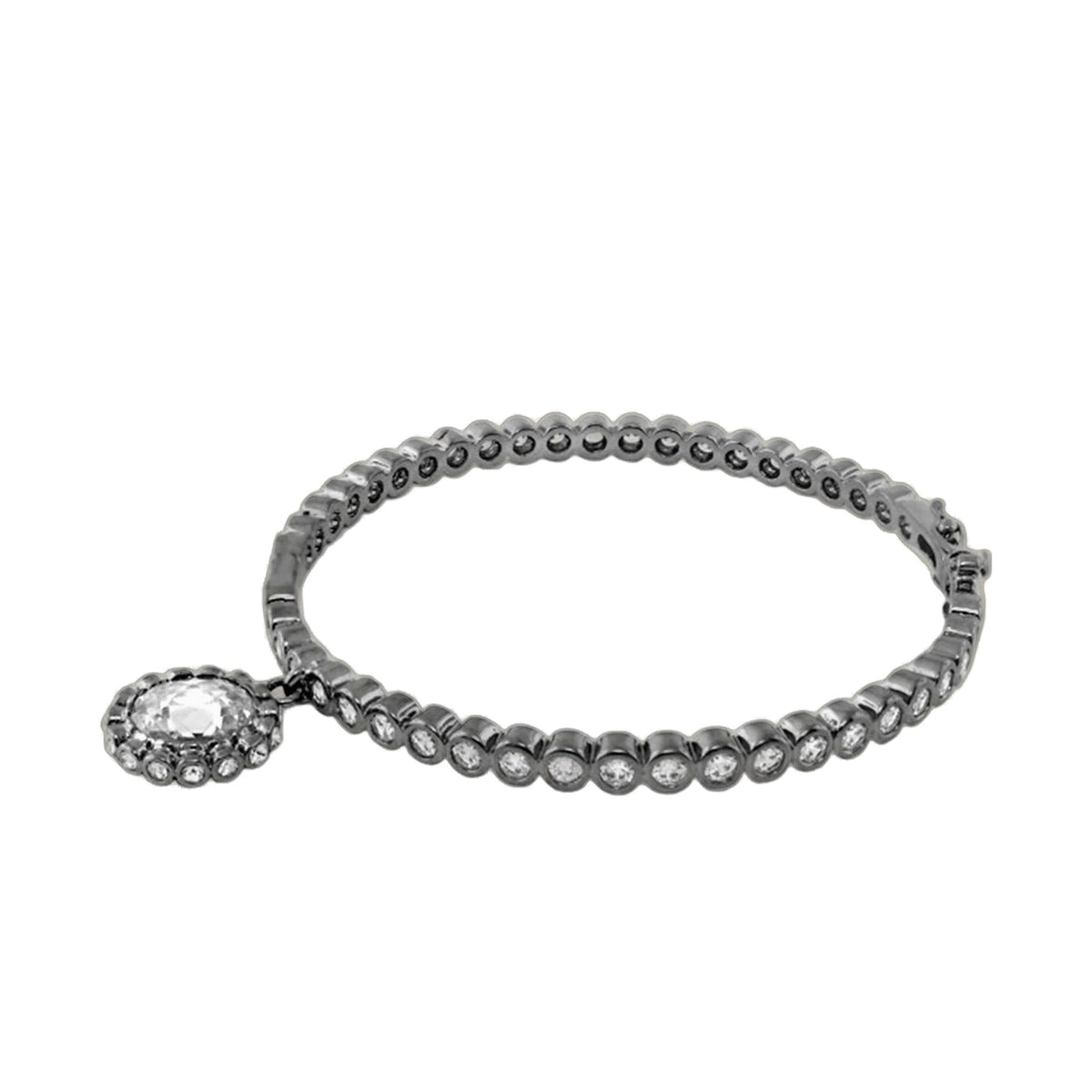 Classic Charm Bangle, silver-tone pave crystal bracelet with a crystal charm, Lauren G Adams on Tampa Home & Garden Store