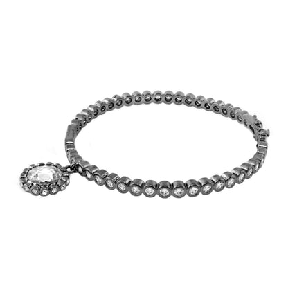 Classic Charm Bangle by Lauren G Adams, silver-tone bracelet with crystal halo charm on Tampa Home & Garden Store