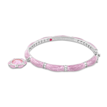 Prince Charming Bangle pink enamel with octagon frame charm, Lauren G Adams bracelet on Tampa Home & Garden Store