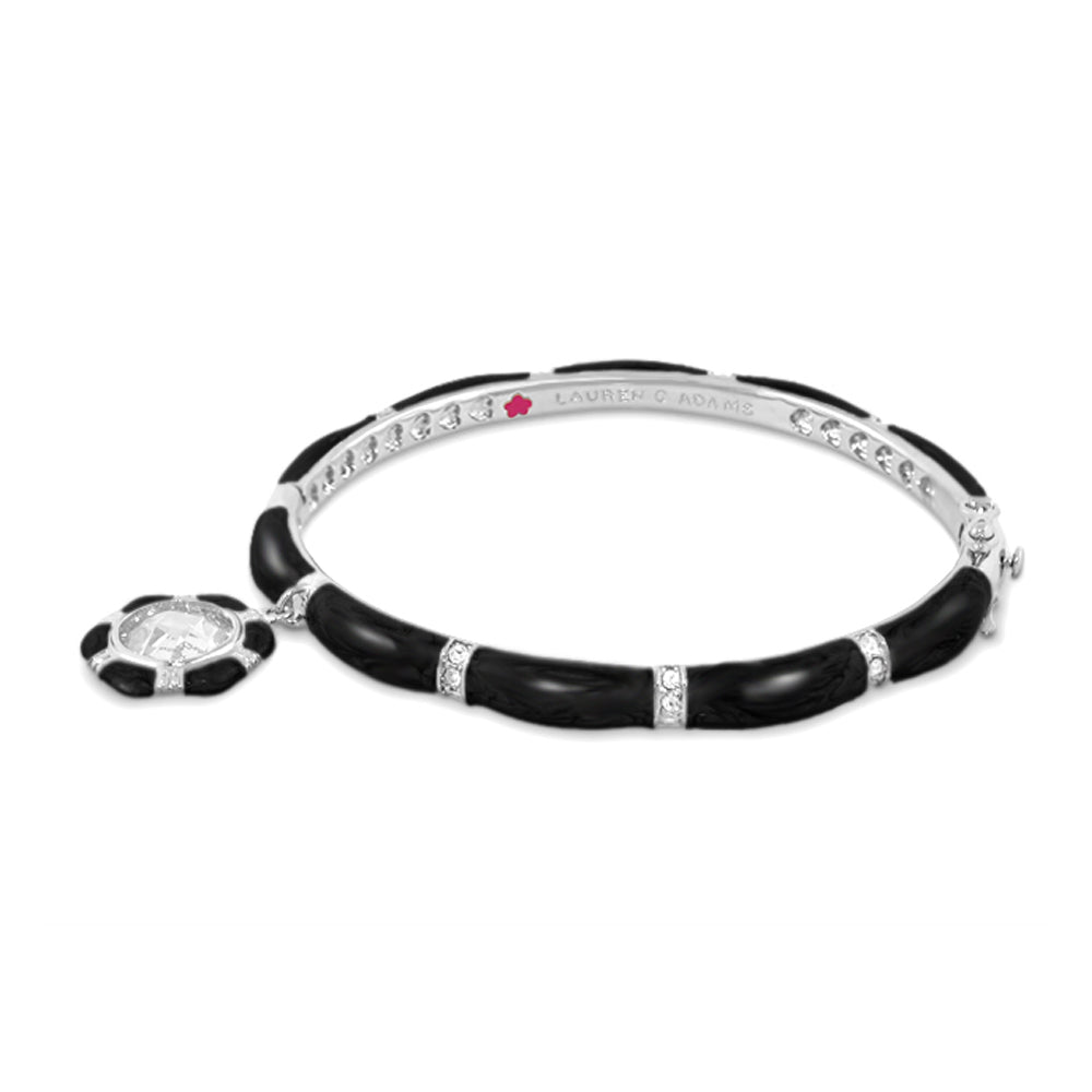 Prince Charming Bangle Octagon Frame Charm black enamel with silver-tone Lauren G Adams on Tampa Home & Garden Store