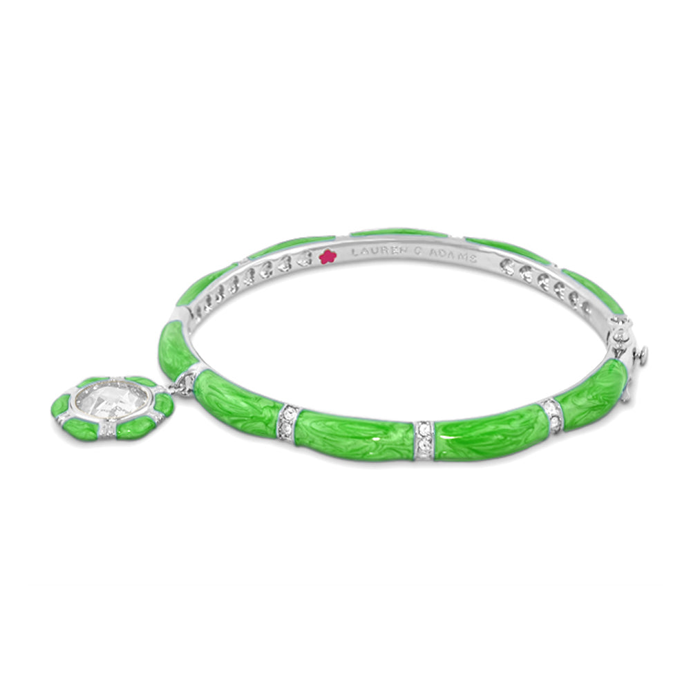 Prince Charming Bangle with Octagon Frame Charm neon-green segments and Lauren G Adams bracelet on Tampa Home & Garden Store