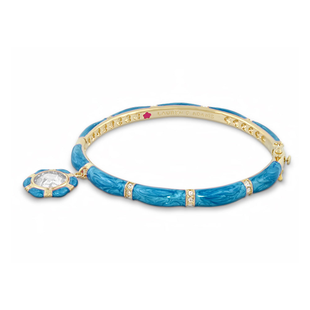 Prince Charming Bangle turquoise octagon charm, goldtone bracelet Lauren G Adams on Tampa Home & Garden Store