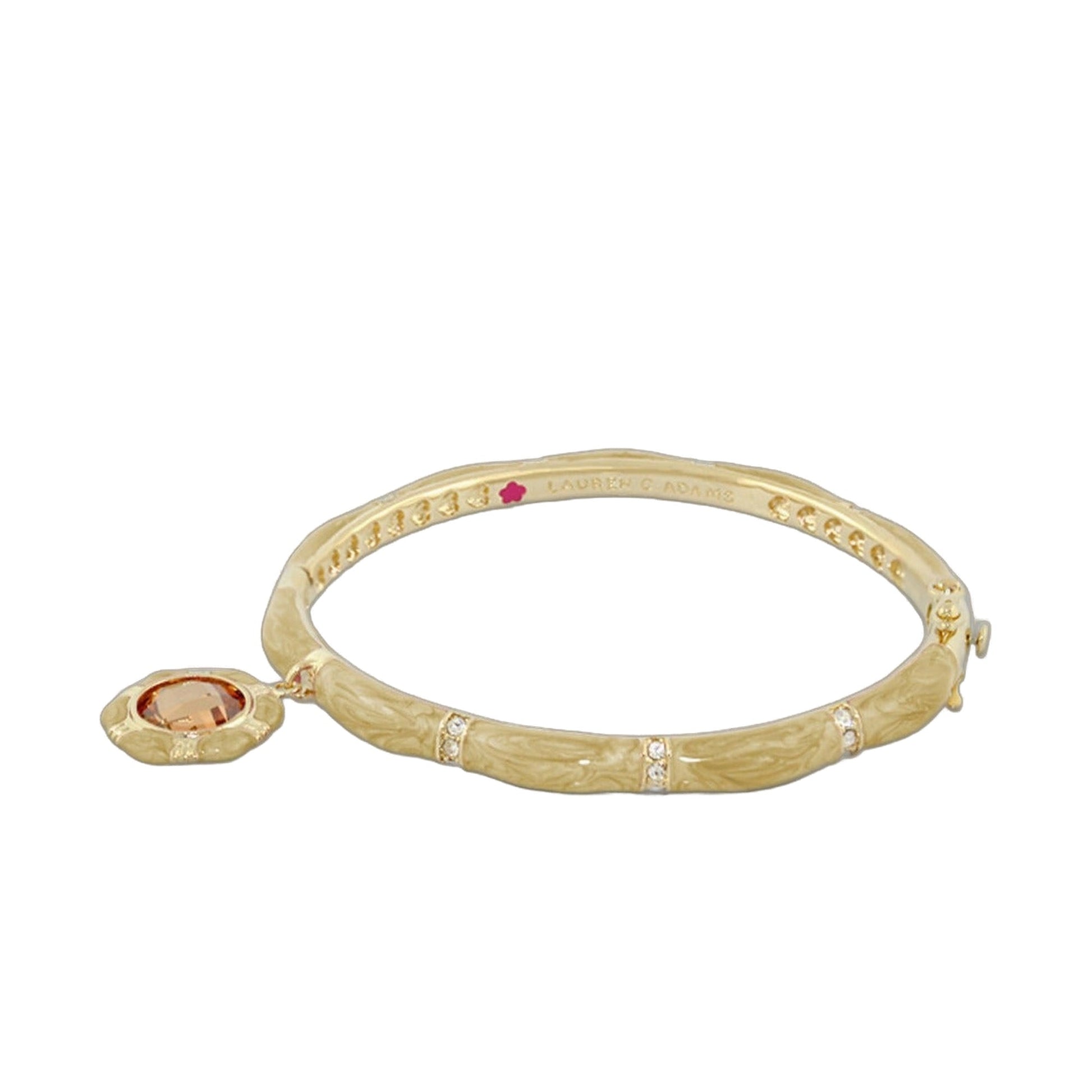 Prince Charming Bangle with Octagon Charm, gold-tone with pink gemstone by Lauren G Adams on Tampa Home & Garden Store