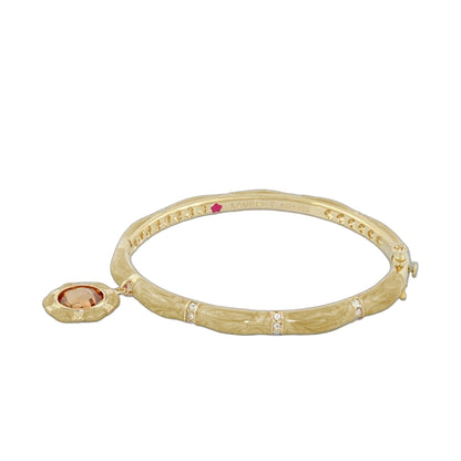 Prince Charming Bangle with Octagon Charm, gold-tone with pink gemstone by Lauren G Adams on Tampa Home & Garden Store