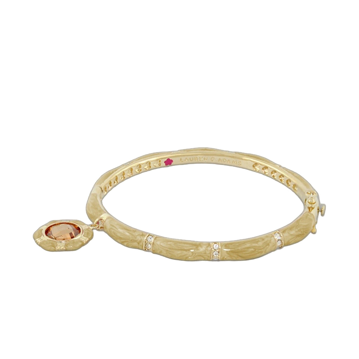 Prince Charming Bangle with Octagon Frame Charm in gold and pink gemstone by Lauren G Adams on Tampa Home & Garden Store