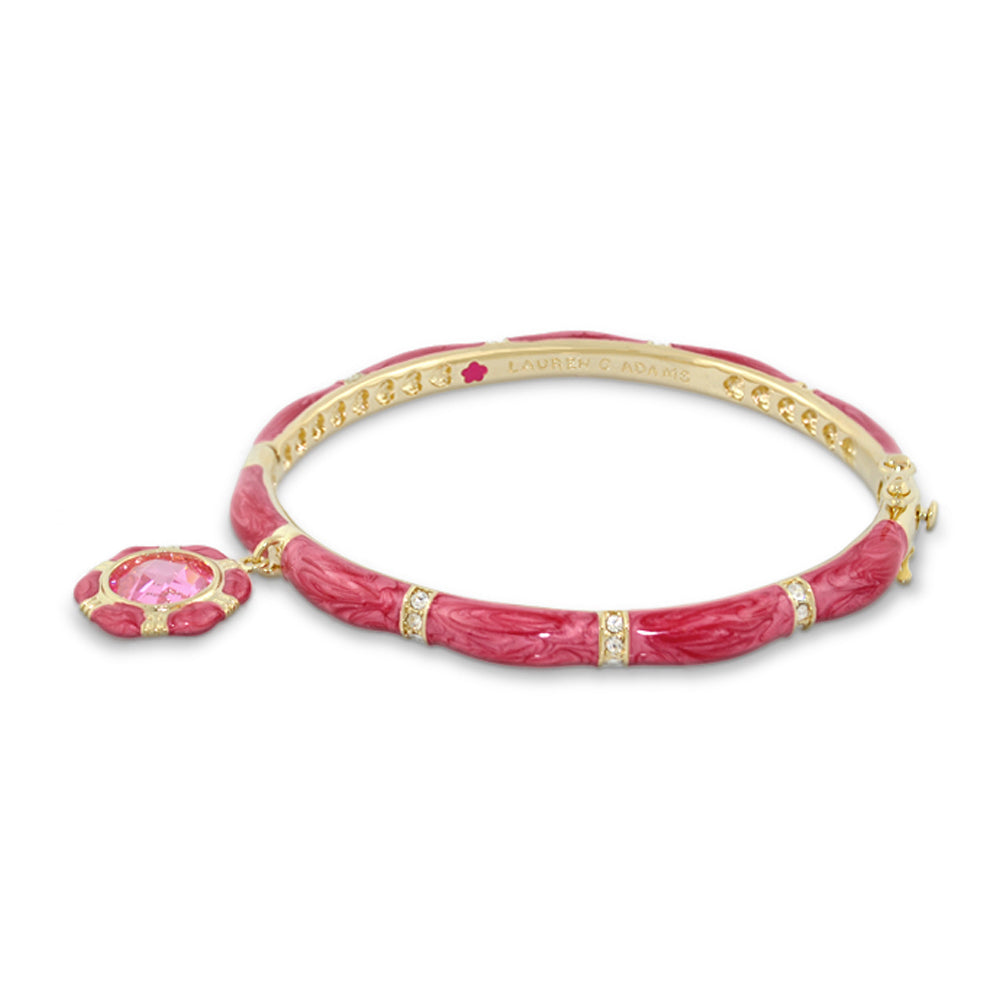 Prince Charming Bangle pink enamel octagon charm, gold-tone bracelet by Lauren G Adams on Tampa Home & Garden Store