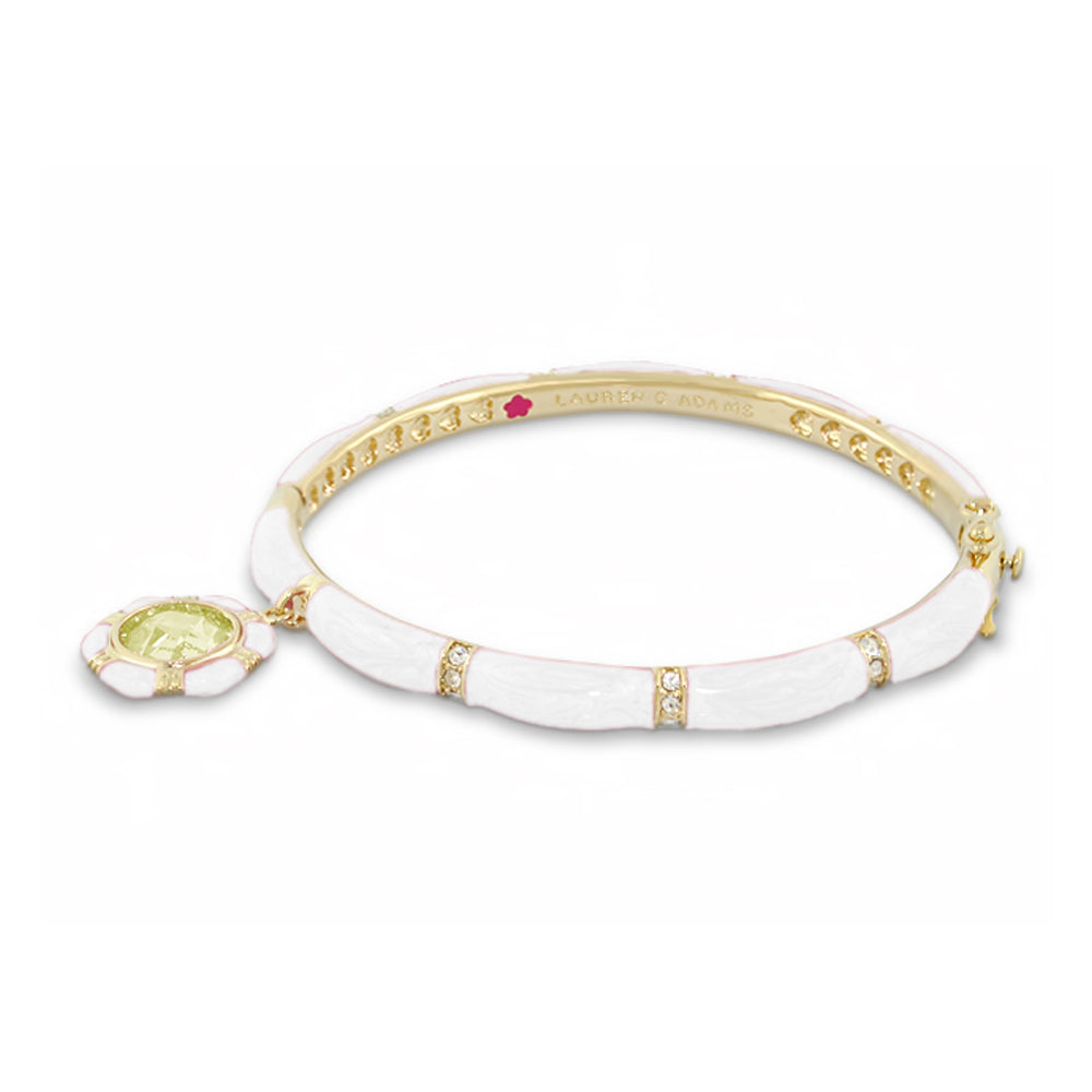 Prince Charming Bangle Octagon Charm white enamel bracelet gold-tone accents Lauren G Adams on Tampa Home & Garden Store