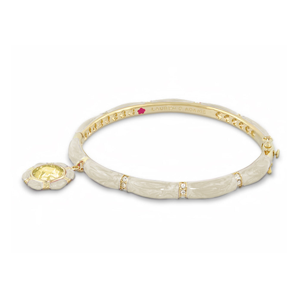 Prince Charming Bangle with octagon frame charm, ivory segmented bracelet, Lauren G Adams on Tampa Home & Garden Store