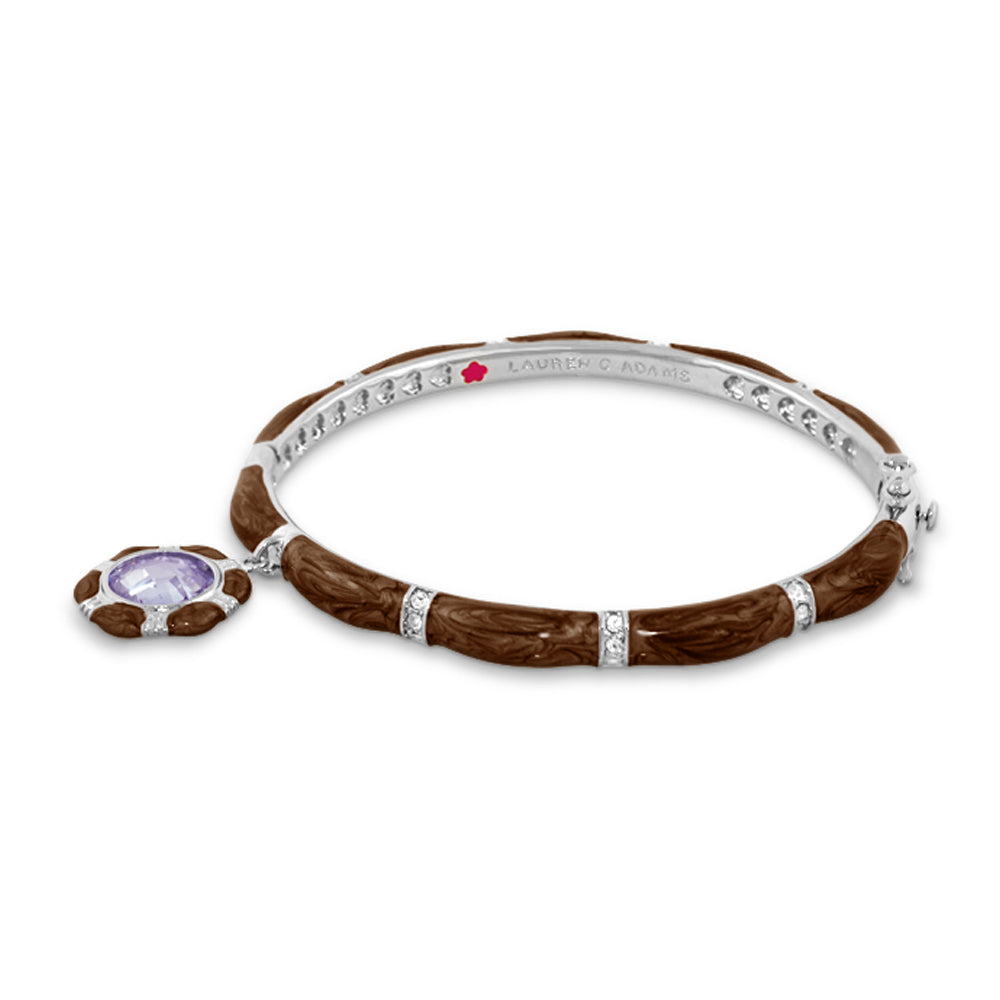 Prince Charming Bangle octagon charm brown leather with silver purple pendant by Lauren G Adams on Tampa Home & Garden Store