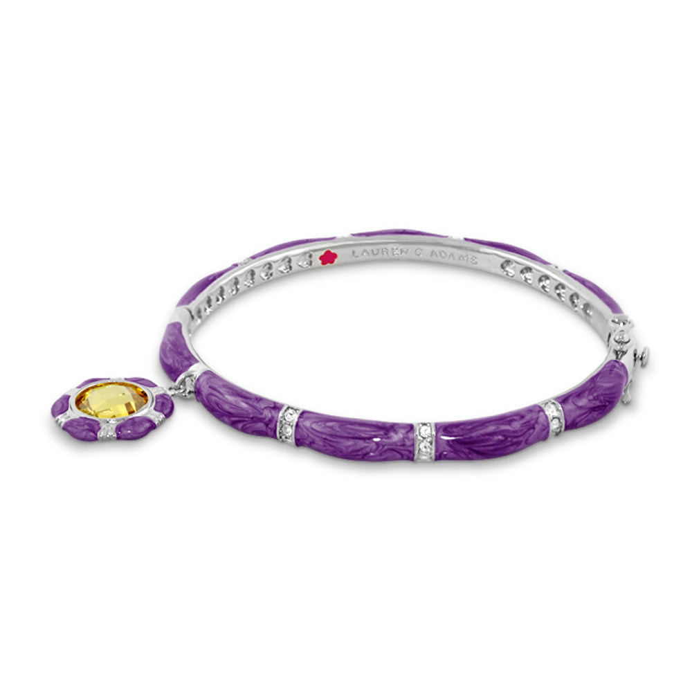 Prince Charming Bangle Lauren G Adams purple octagon charm bracelet with segments and yellow gem on Tampa Home & Garden Store