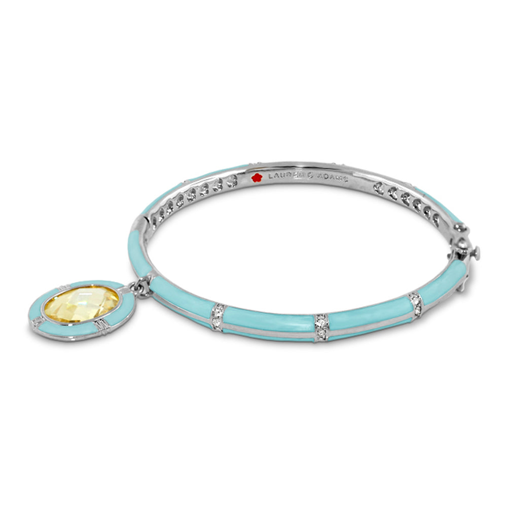 Prince Charming Oval Bangle by Lauren G Adams, turquoise enamel bracelet with pendant on Tampa Home & Garden Store