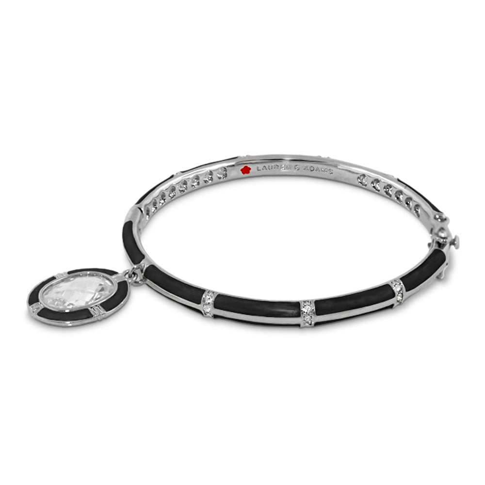 Prince Charming Oval Bangle bracelet by Lauren G Adams, black enamel with silver-tone accents on Tampa Home & Garden Store