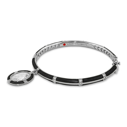 Prince Charming Oval Bangle bracelet by Lauren G Adams, black enamel with silver-tone accents on Tampa Home & Garden Store