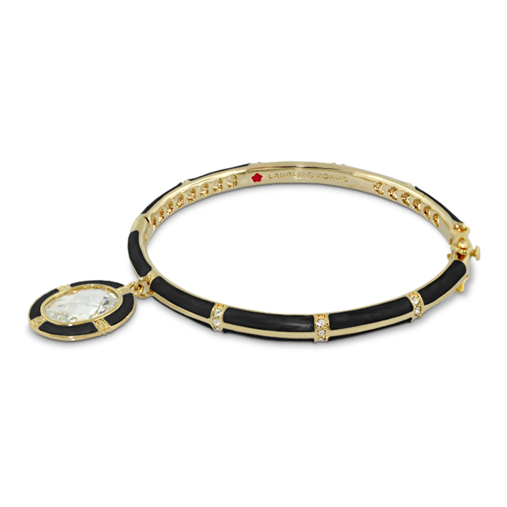 Prince Charming Oval Bangle, gold with black enamel accents, pendant Lauren G Adams on Tampa Home & Garden Store