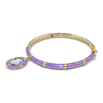 Prince Charming Oval Bangle by Lauren G Adams, purple enamel with crystal accents on Tampa Home & Garden Store
