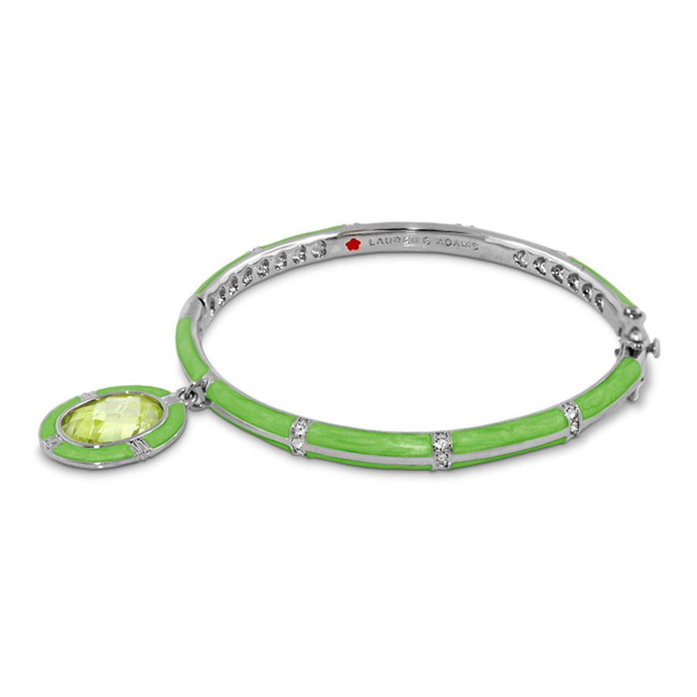 Prince Charming Oval Bangle lime-green enamel with pendant by Lauren G Adams on Tampa Home & Garden Store