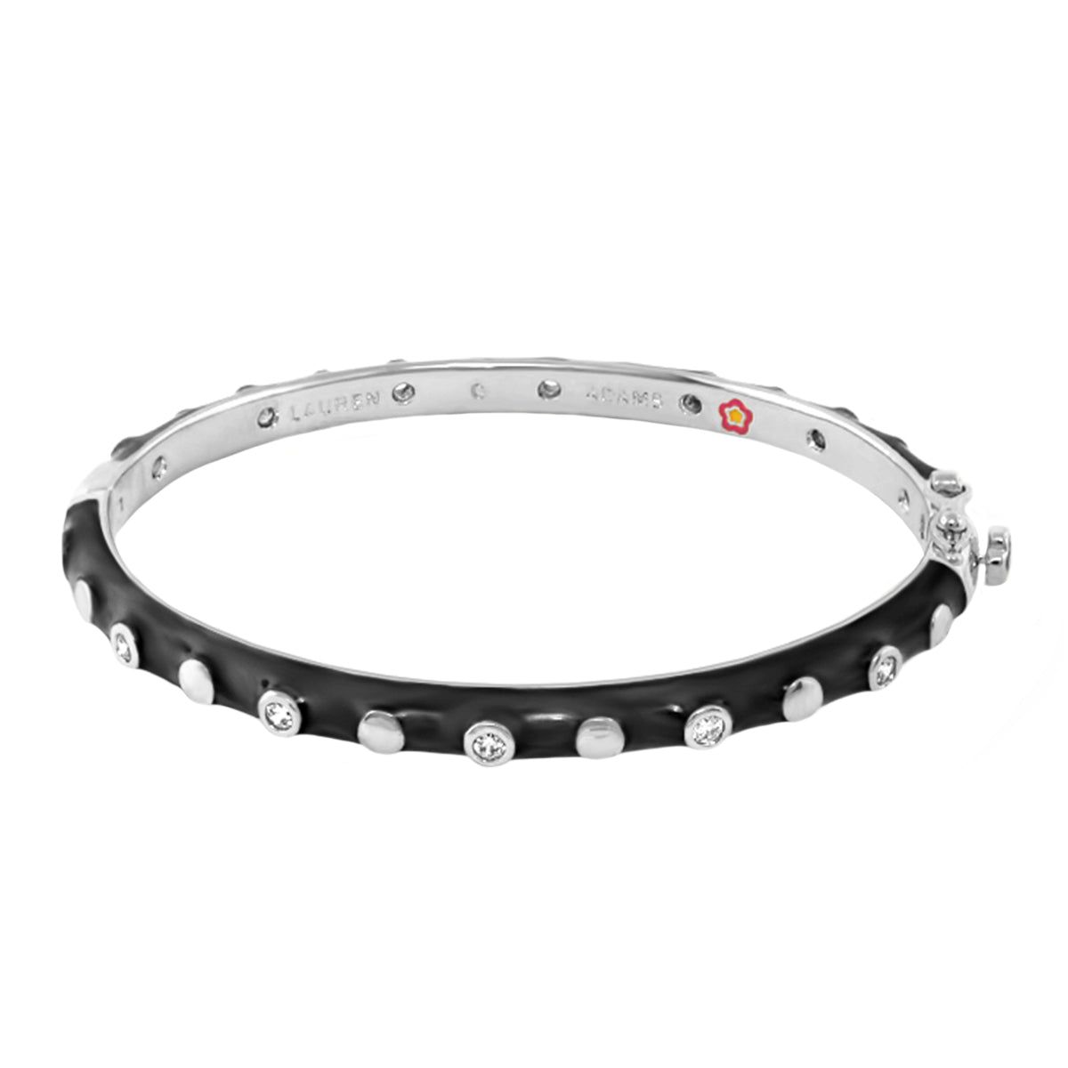 Stackable Fiesta Dot Bangle by Lauren G Adams, black enamel bracelet with crystal dots on Tampa Home & Garden Store