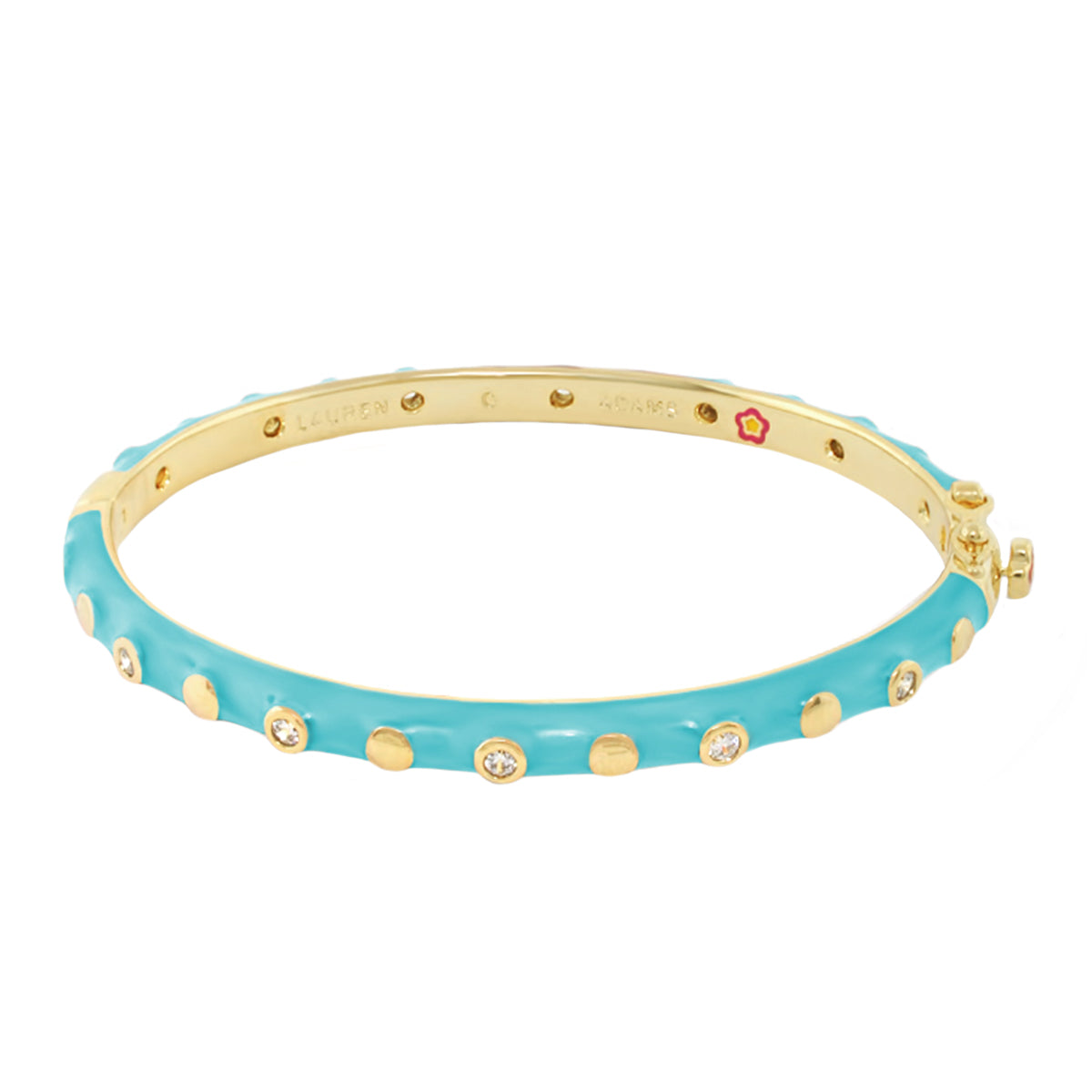 Stackable Fiesta Dot Bangle turquoise enamel bracelet with gold dots by Lauren G Adams on Tampa Home & Garden Store
