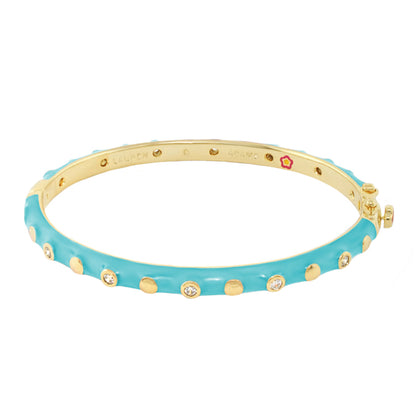 Stackable Fiesta Dot Bangle turquoise enamel bracelet with gold dots by Lauren G Adams on Tampa Home & Garden Store