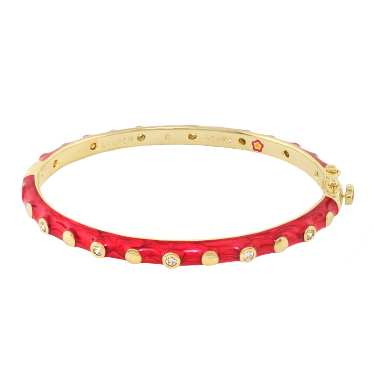 Stackable Fiesta Dot Bangle red enamel with gold-tone studs and crystals by Lauren G Adams on Tampa Home & Garden Store