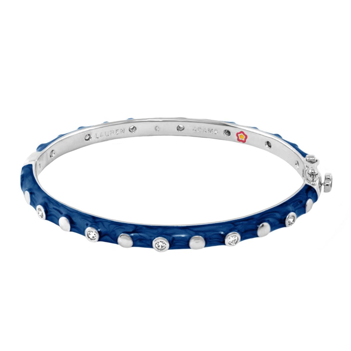 Stackable Fiesta Dot Bangle blue enamel with silver studs and crystals by Lauren G Adams on Tampa Home & Garden Store