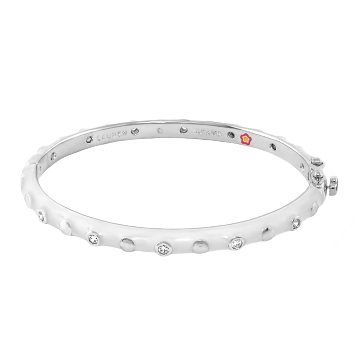 Stackable Fiesta Dot Bangle, silver tone bracelet by Lauren G Adams with crystal dots on Tampa Home & Garden Store