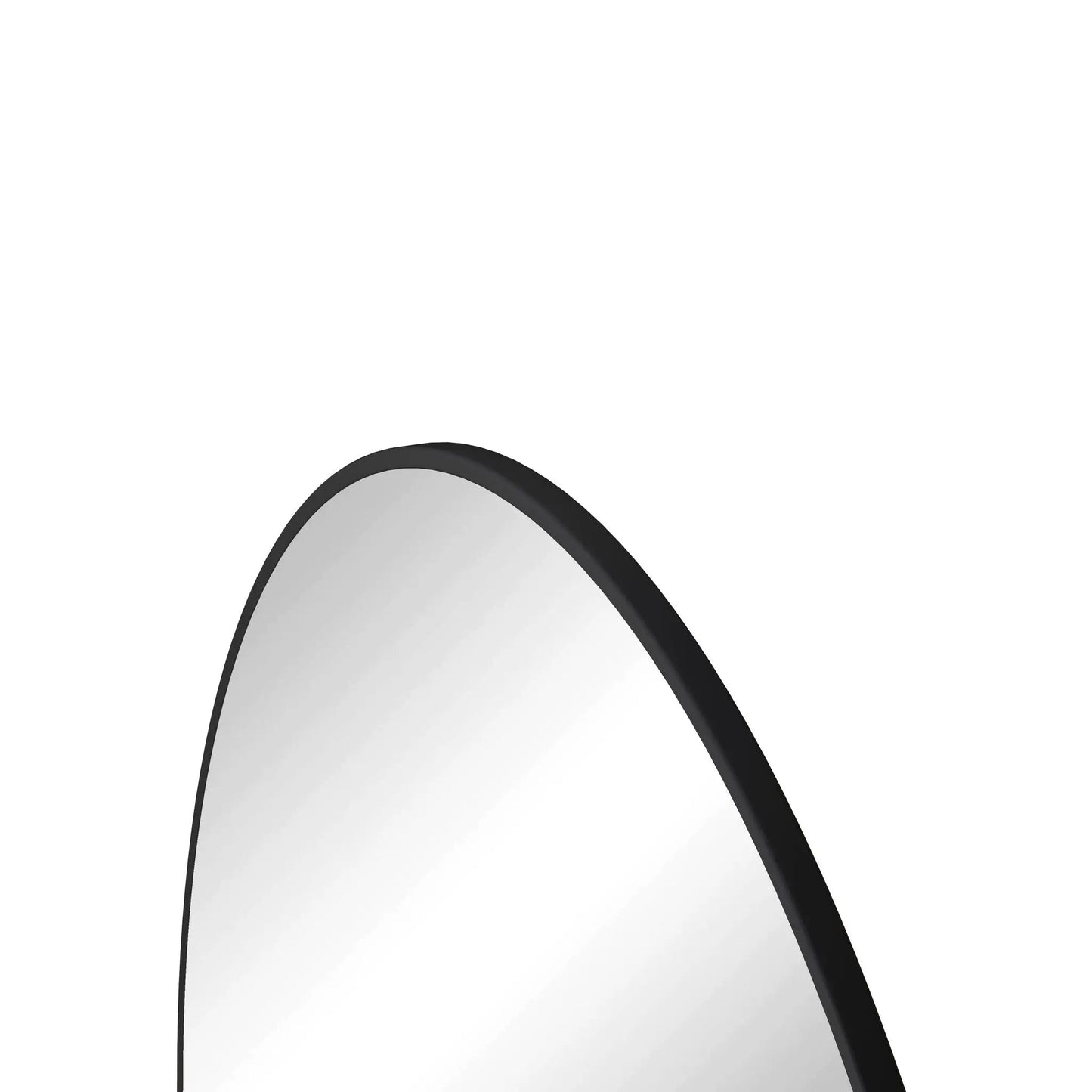 Round wall mirror with black metal frame and curved edge for bathroom or living room on Tampa Home & Garden Store
