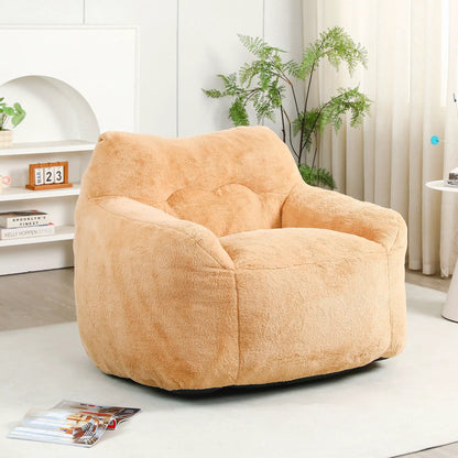 Peach plush beanbag sofa chair with armrests, high-density foam fill, Unique Piece Furniture on Tampa Home & Garden Store