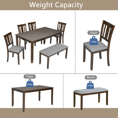 Wooden Dining Table With Four Chairs And Bench
