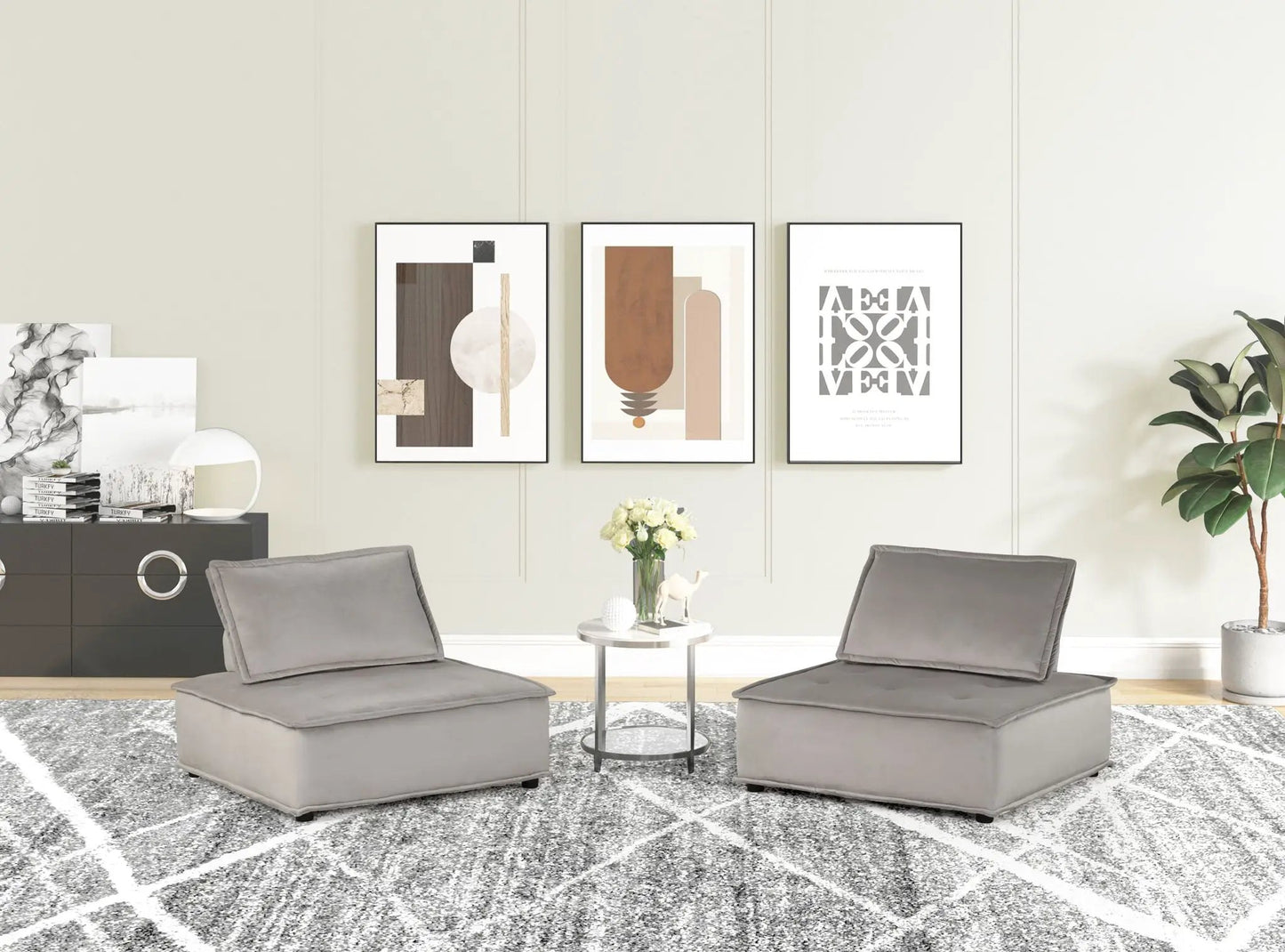 Anna Armless Lounge Chair With Soft Upholstery