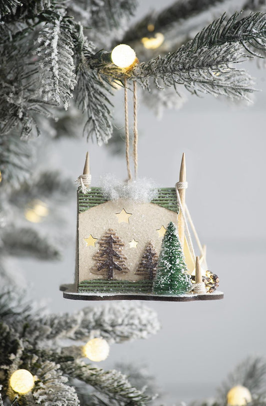 Cardboard Lited Tent Ornament set of 6 multicolor hanging Christmas decor by HouseOfZazla on Tampa Home & Garden Store