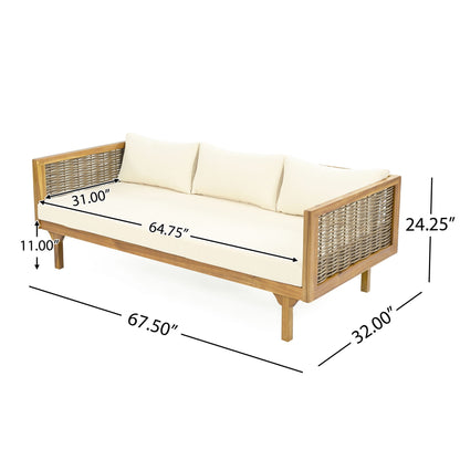 Claremont 3-Seater Daybed in teak acacia with water-resistant cushions by HouseOfZazla on Tampa Home & Garden Store