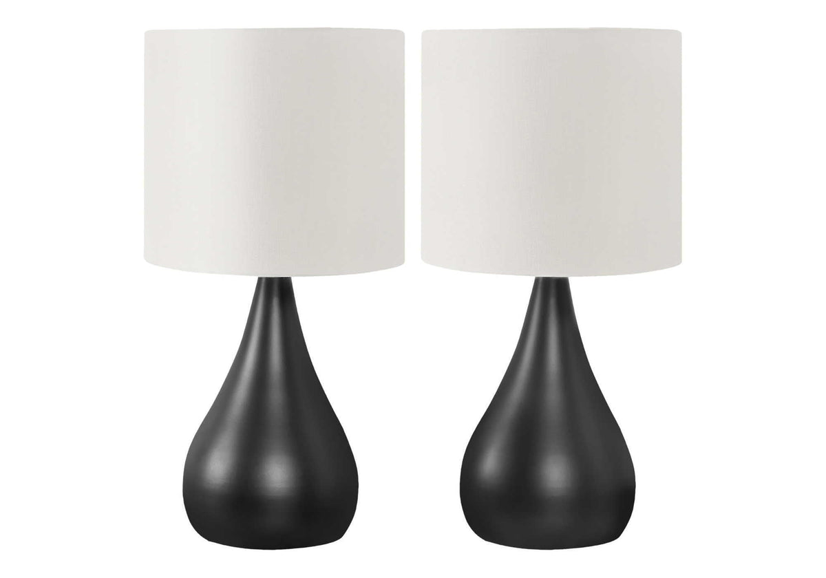 Table lamp set with black bases and white shades, contemporary 2-piece HouseOfZazla on Tampa Home & Garden Store