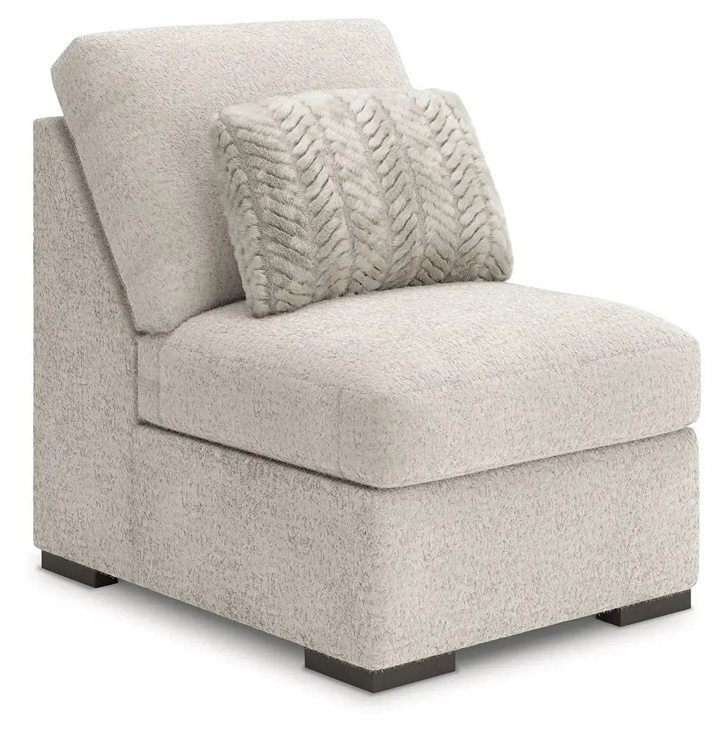 Cuddle Plush Sectional beige chair with chunky knit pillow, Unique Piece Furniture on Tampa Home & Garden Store