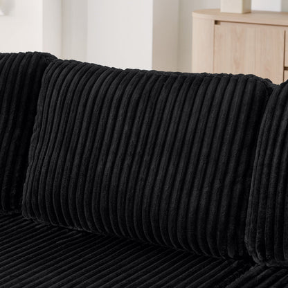 U-Shape Modular Sectional Sofa in black corduroy fabric with ribbed upholstery texture on Tampa Home & Garden Store