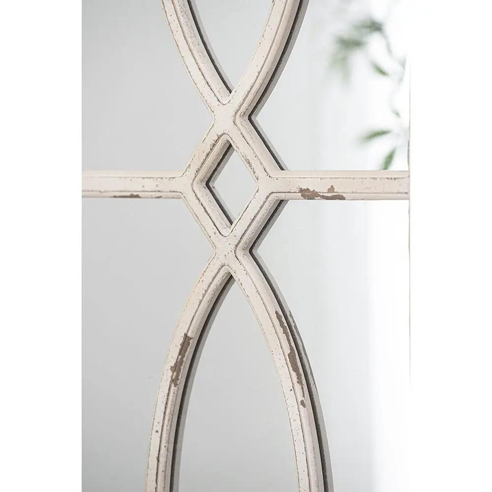 Rectangular wall mirror with antique white wooden frame and cross motif, set of 2 on Tampa Home & Garden Store