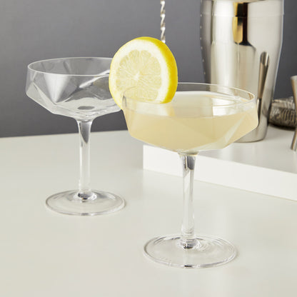 Seneca Faceted Crystal Coupe Glasses Set of 2