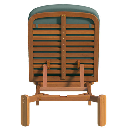 Outdoor Chaise Lounge with adjustable backrest, wooden sunlounger teal cushions HouseOfZazla on Tampa Home & Garden Store