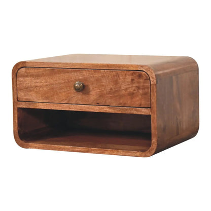 Curve Upper Slot Floating Nightstand with Drawer